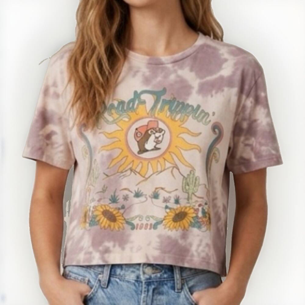 Buc-ee's Road Trippin’ 1982 Pink Tie-dye Crop T-shirt Vintage Lightweight Sz XL